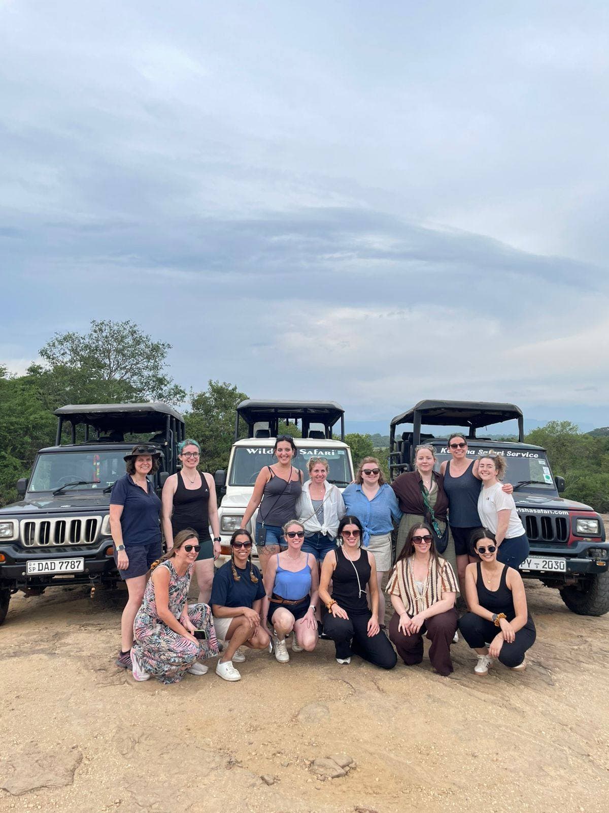 Family with young children in a private safari jeep at Yala National Park watching wildlife in Block 1