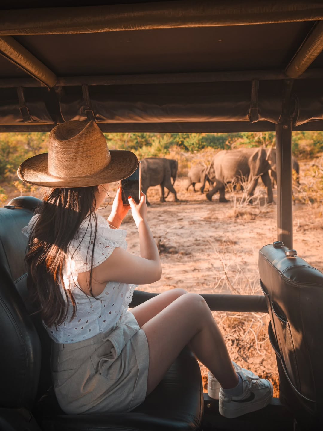 Family on a private jeep safari at Yala National Park Sri Lanka