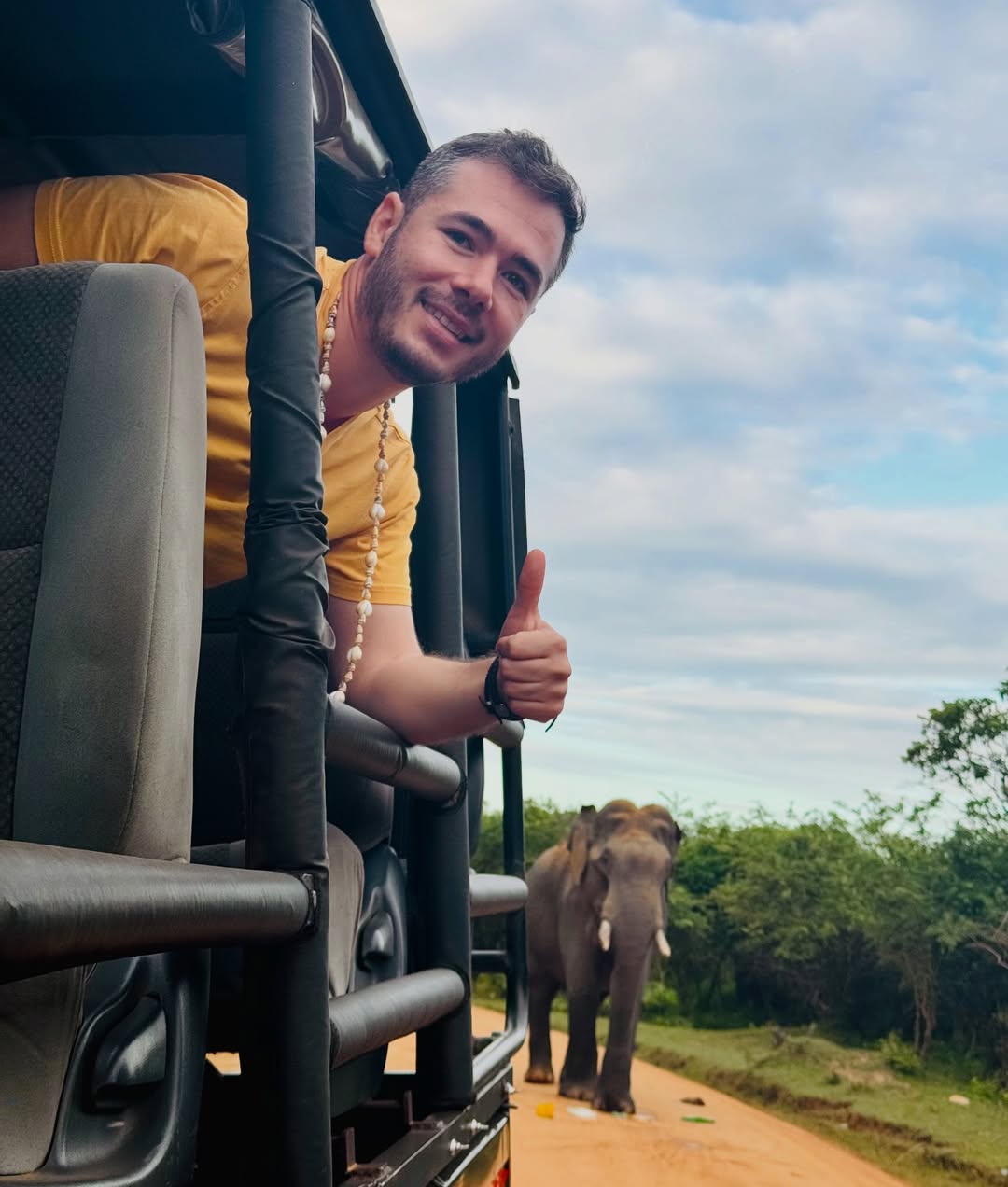 Couple enjoying a private jeep safari at Yala National Park
